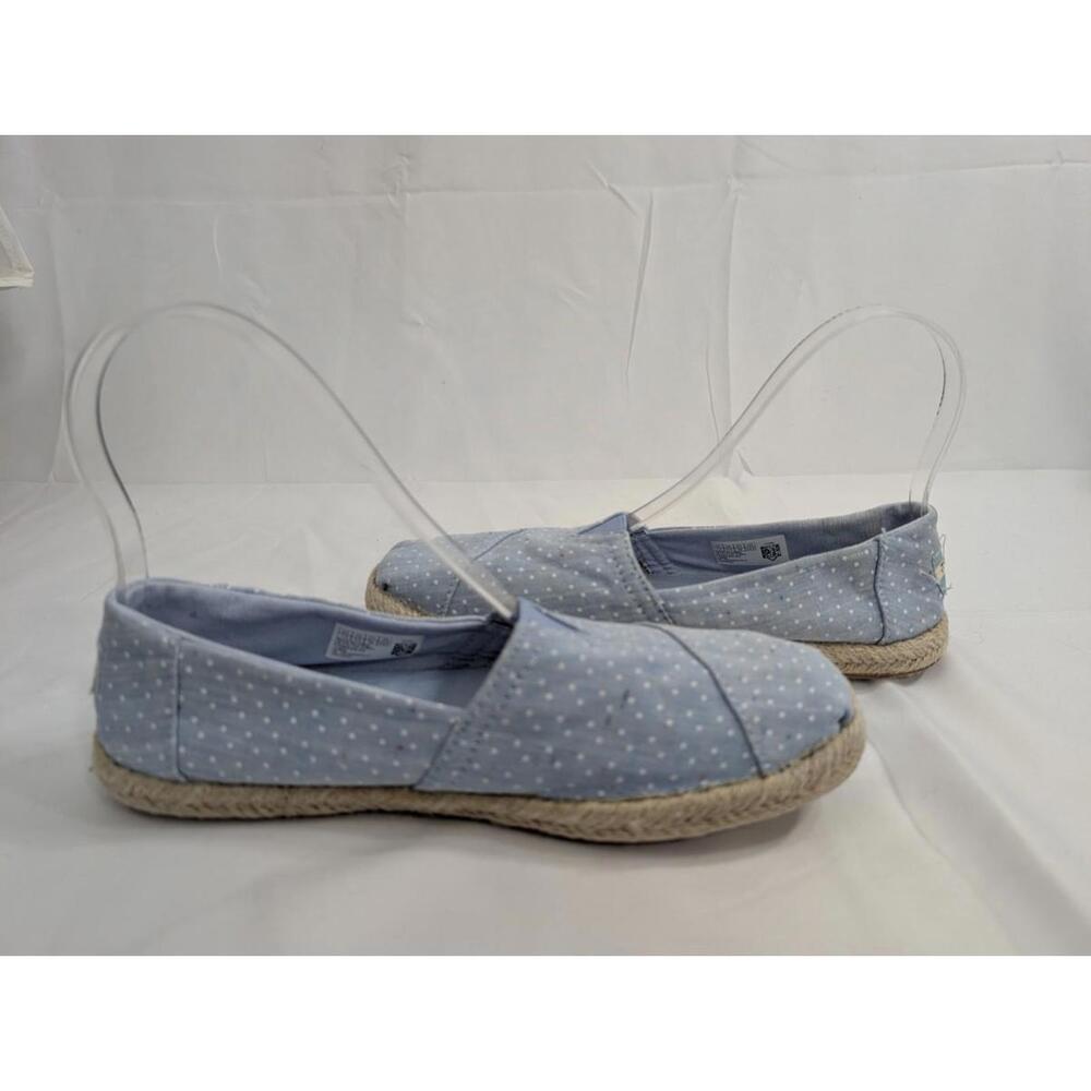 Toms Womens 7.5 Classic Bliss Blue Tiny Chambray Dots On Rope Slip On Shoes
